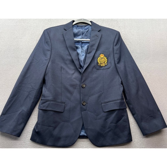 Lauren Ralph Lauren Blazer Boys 16R Navy Blue Crest Patch Sport Coat